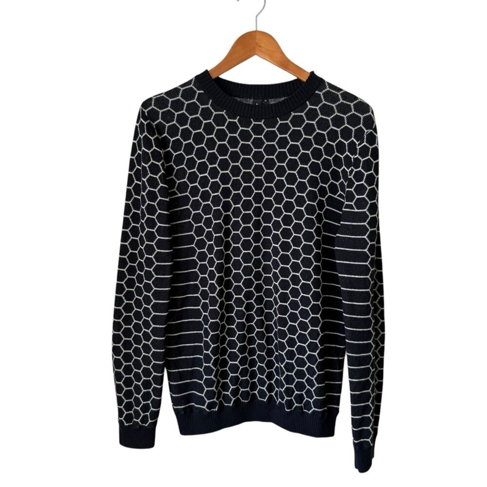 Jonny Cota Men's Black and White Sweater Reptilian Print Size Medium M